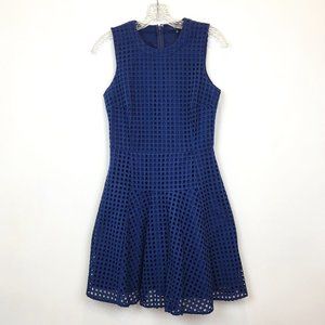 Madewell Sunshade Navy Blue Cotton Eyelet Sleeveless Mini Dress, Size 0, EUC